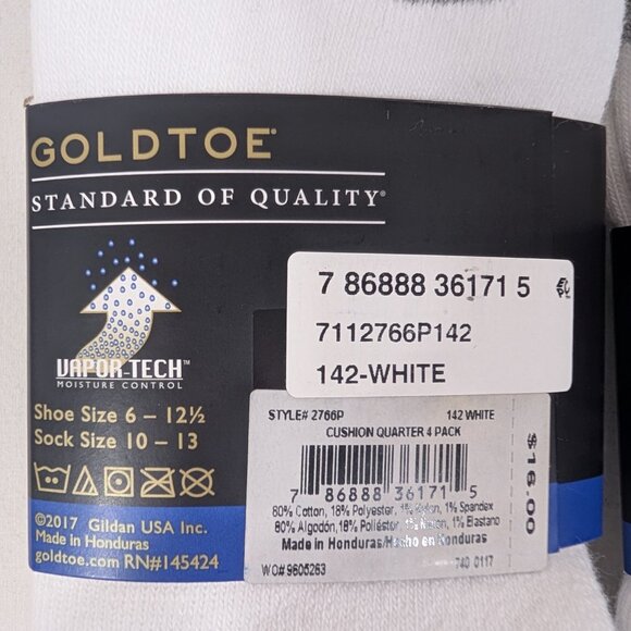 Men's Gold Toe Low Cut Socks White - 8 Pairs - Picture 2 of 2